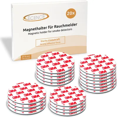 Produktbild von ECENCE Rauchmelder Magnethalter 20 Stück selbstklebende Magnethalterung für Rauchmelder Ø 70mm s
