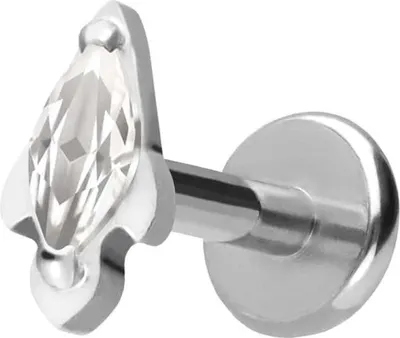 Produktbild von Ohrpiercing, Nasenpiercing Titan Labret mit Push Fit KRISTALLRAKETE Silber Stablänge: 6mm | Stabstärke: 1,2mm