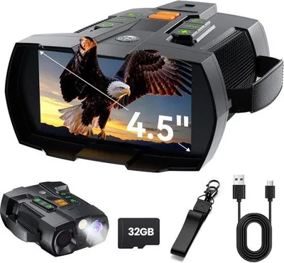 Zdjęcie produktu dla Gogle noktowizyjne 4K: cyfrowy system noktowizyjny HD z ekranem 4,5" i akumulatorem 5000 mAh do wypraw na świeżym powietrzu