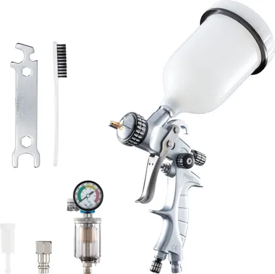 Zdjęcie produktu dla Pistolet lakierniczy Benbow PK60, zestaw 9-częściowy, z separatorem oleju/wody, dysza 1,8 mm w zestawie, zbiornik 600 ml, ciśnienie 2 bary