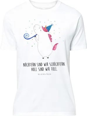 Produktbild von Mr. & Mrs. Panda Größe L T-Shirt Einhorn Party - Weiß - Geschenk, Geburtstag, Tshirt, Einhörner, Fest, Unicorn, Shirt, Club, mit Spruch, Alkohol