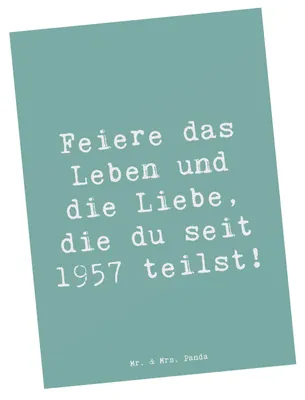 Produktbild von Mr. & Mrs. Panda Postkarte Spruch 1957 Geburtstag feiern - Meeresbrise - Geschenk, Alter, Freundschaft, Lebensfreude, Erinnerungen, Ansichtskarten, Grußkarte, Glückwunsch