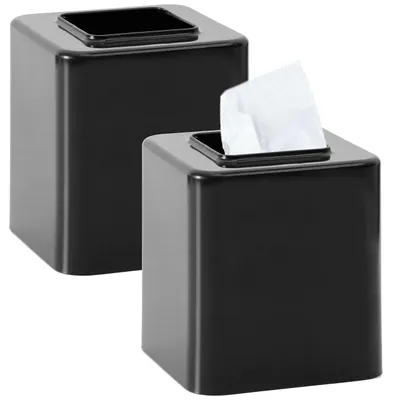 Imagen del producto de Solidchoice - Juego de 2 soportes de plástico para cajas de pañuelos, color negro