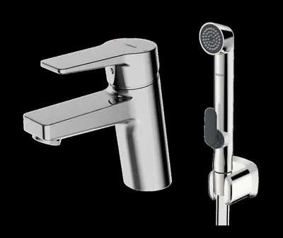 Immagine prodotto di HANSA HANSATWIST Mitigeur de lavabo, avec douchette fonctionnelle, sans vidage, saillie : 121 mm, 09302203, 09302203