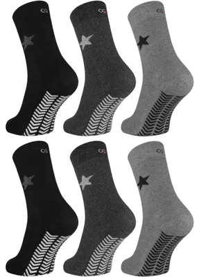Produktbild von 6 Paar Thermo Stoppersocken mit ABS-Uni-Grautöne mit Stern,Gr 43-46