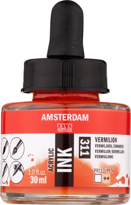 Obrázok produktu pre Amsterdam Fľaštička s akrylovou farbou 30 ml vermilion 311