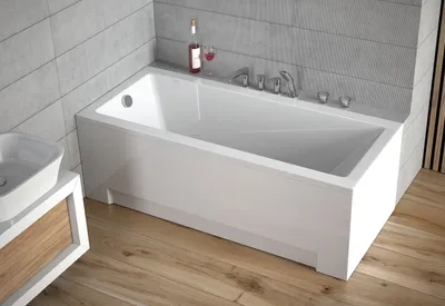 Produktbild von ECOLAM Badewanne Wanne Acryl Mod-Besco Design Rechteck 170x70 Schürze Füße Silikon Ablaufgarnitur Ab- und Überlauf