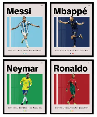 Productafbeelding van Voetbalposters 20 x 25 cm, set van 4, ingelijste canvas prints, voor jongensslaapkamer