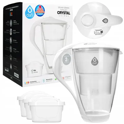 Zdjęcie produktu dla Dzbanek filtrujący Dafi Crystal o pojemności 2 litry + 3 wkładów filtrujących Unimax do czystej wody
