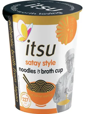 Image de Itsu Satay Style Noodles & Broth Cup 67g – Nouilles satay épicées avec bouillon