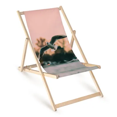 Obrázek produktu pro Skládací dřevěné lehátko „Möwe“ – zahradní židle, relaxační křeslo, lehátko, balkon, terasa, zvířecí motiv, pláž