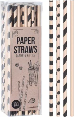 Produktbild von EXCELLENT HOUSEWARE Strohhalme Trinkhalme aus PAPIER für Getränke öko 100 Stk.