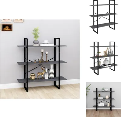 Zdjęcie produktu dla vidaXL Regał 3 przegrody szary 100x30x105 cm lite drewno sosnowe - Regały i biblioteczki