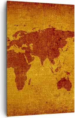 Produktbild von Bild auf Leinwand - Leinwandbild - Einteilig - Alte Karte Kontinente Reisen Welt - 80x120cm - Wand Bild - Wandbilder - Leinwanddruck - Wanddekoration - Leinwand bilder - Wandbild - PA80x120-0396