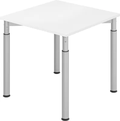 Produktbild von bümö Schreibtisch Serie-Y - Nachbildung: Weiß, Gestell: Silber, Größe:  80 x 80 cm