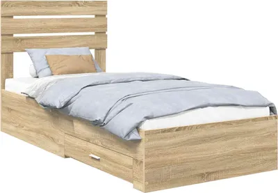 Image de vidaXL Cadre de lit avec tête de lit Chêne Sonoma 90 x 190 cm Bois composite