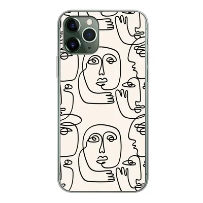 Produktbild von MuchoWow® Handyhülle Schutzhülle Hülle für iPhone 11 Pro Gesicht - Muster - Strichzeichnung Silikon Softcase Handy Hülle - Handy