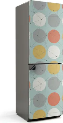 Produktbild von Abstraktes Kreismuster – Magnetische Kühlschrank Abdeckung – Dekorfolie magnetisch Küche – Kühlschrank Magnet Deko – selbstklebende Magnettafel – Magnetfolie für Kühlschranktür – 60x190 cm