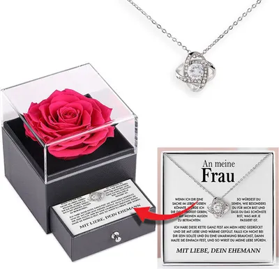 Produktbild von An meine Frau - Halskette und Anhänger plattiert mit 14 Karat Weißgold mit Zirkonia-Kristallen für Damen - STELLA_LOVEBOX