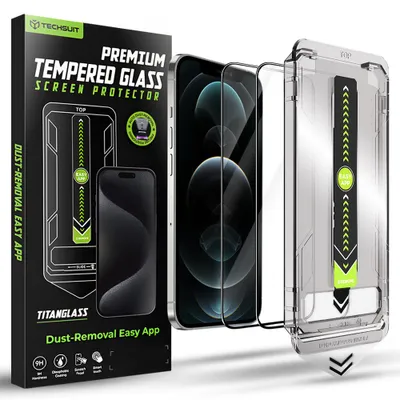 Obrázek produktu pro Techsuit – Ochranné sklo TitanGlass FullCover (2 ks) pro iPhone 12 / iPhone 12 Pro – černé