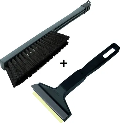 Produktbild von Set Schwarz Grau Eiskratzer Eisschaber Murska Schneebesen Schneebürste Schneefeger *MURSKA®* 90mm Messingklinge Original aus Finnland
