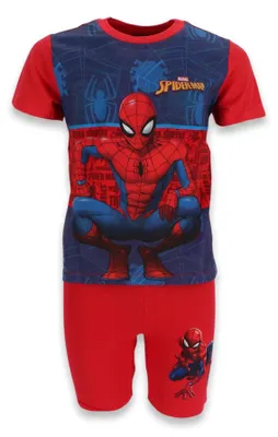 Produktbild von Marvel Spiderman Jungen Schlafanzug Pyjama Shirt Shorts - 110, Rot