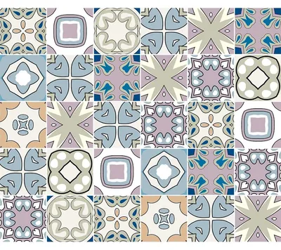 Image de Autocollants décoratifs pour meubles – Autocollants pour la cuisine et le salon – 30 autocollants FONSECA imitation carrelage ciment – 30 autocollants 10 x 10 cm