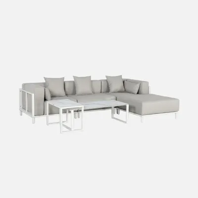 Produktbild von sweeek - Modulares Gartenmöbel-Set aus Aluminium für 4 Personen - Weiß