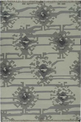 Image de Tapis kilim en laine fait main avec motif abstrait KMESAR