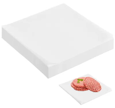 Produktbild von 200 Blatt Backpapier, fettdichtes Papier, 15 x 15 cm, ungebleicht, zum Kochen, Grillen, Dämpfen und Heißluftfrittieren.