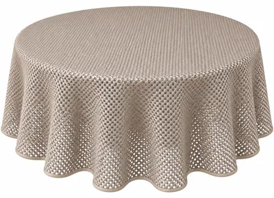 Produktbild von Tischdecke Gartentischdecke Karo Beige 140 cm rund Outdoor Weichschaum PVC Terrasse Garten rutschfest wetterfest