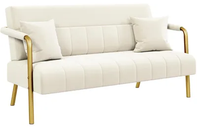 Zdjęcie produktu dla Sofa Yaheetech z podłokietnikami i metalowymi nogami, nowoczesna dwuosobowa sofa