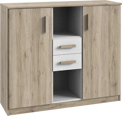 Produktbild von Highboard Kommode in Eiche mit weiß CANTON-43