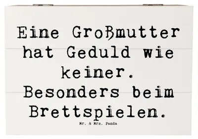 Produktbild von Mr. & Mrs. Panda Holztruhe Spruch Großmutter Geduld 22 x 15 cm - Weiß - Geschenk, Dankeschön, Familienzeit, fotobox, Familie, Lehren, für, Box, Kiste, Geschenkbox, Freude
