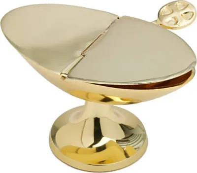 Produktbild von Schiffchen mit Löffel Weihrauchaufbewahrungsgefäß Weihrauchfass Galtt Gold 7597