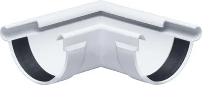 Produktbild von INEFA Rinnenwinkel 90 Grad halbrund Außenwinkel, PVC NW125 / 125mm Weiß Wulst außen, Verbindungsstück Dachrinnenzubehör, Germany