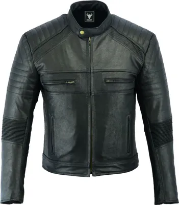 Produktbild von BULLDT Vintage Motorradjacke Lederjacke Coffe racer rider jacke, Größe:60/4XL, Farbe:Schwarz