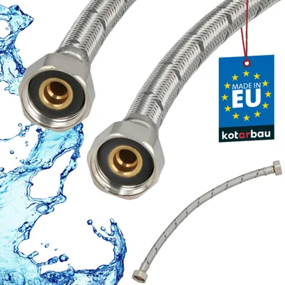 Obrázok produktu pre KOTARBAU® Flexibilná hadica 1/2 palca Vodná hadica 40 cm Odolná hadica 1/2“x1/2“ Pripojovacia hadica k armatúre Hadica k vodovodnému kohútiku S plášťom z nehrdzavejúcej ocele