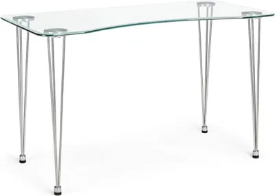 Produktbild von Schreibtisch Rondon Stahl Glas Silber Transparent 120 x 60 x 74 cm
