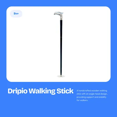 Image de Dripio - Wanderstock - Holzadlerkopf - Noir/Argent