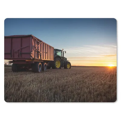 Produktbild von MuchoWow® Mauspad Mousepad Traktor - Grün - Sonnenuntergang - Horizont - Grün - Landleben 23x19 cm - Mousepads - Maus Mat - Pad - Mausunterlage - Schreibtischunterlage - Mauspad