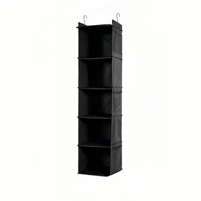 Hängender Aufbewahrungsschrank, 5 Fächer, 6 Taschen, 30x26,5x128 cm, schwarz