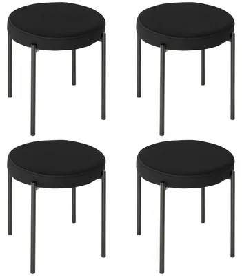 Productafbeelding van HOMCOM Set van 4 eetkamerstoelen, geschikt voor eetkamer, keuken, stalen frame, zwart