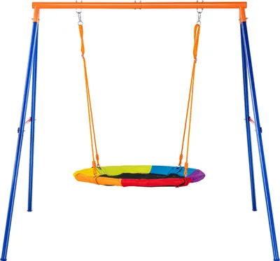 Produktbild von VEVOR Schaukel-Sets für den Garten, 200 kg Tragkraft, Schaukel-Set, 101,6 cm Tellerschaukelsitz mit robustem A-Rahmen-Schaukelständer aus Metall und verstellbarem Seil, einfach zu montieren, Schaukel-Set für den Außenbereich für Kinder