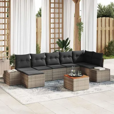Image de Maison Exclusive - Ensemble de salon de jardin, 8 pièces, gris