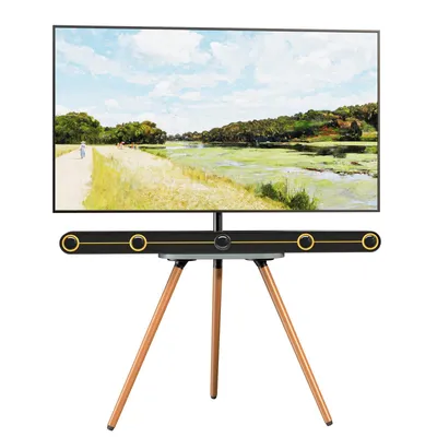 Produktbild von TV-Ständer im Staffelei-Design für 43–65 Zoll, höhenverstellbar, schwenkbar, VESA bis 400 × 400 mm, 35 kg, schwarz