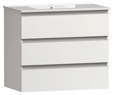 Produktbild von Waschtisch mit unterschrank MITO - Weiß - 80 cm - 3 Schubladen - hängend Badmöbel Badezimmer Badezimmermöbel
