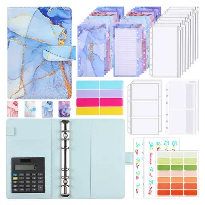 Produktbild von A6 Budget Planner Deutsch für Finanzplaner, Budget Budget mit 10 Binder Taschen & 12 Budgetblätter, Sparbuch für Geld, Blau