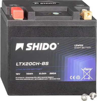 Produktbild von Shido Lithium Motorradbatterie LiFePO4 LTX20CH-BS 12V