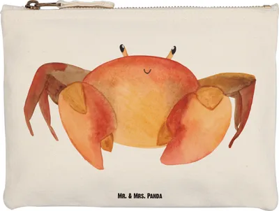 Produktbild von Mr. & Mrs. Panda beauty case Sternzeichen Krebs Größe M - Weiß - Geschenk, Krebse, Krabbe, Federmappe, Meerestier, Pouch, Meer, Federtasche, kosmetiktäschchen